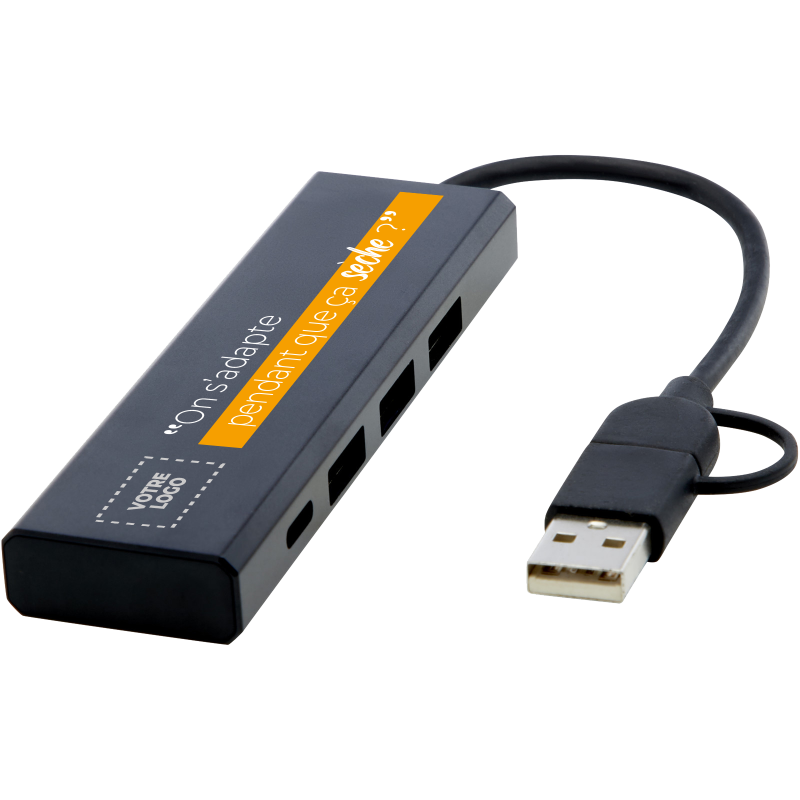 Concentrateur USB 2.0 Rise en aluminium recyclé certifié RCS